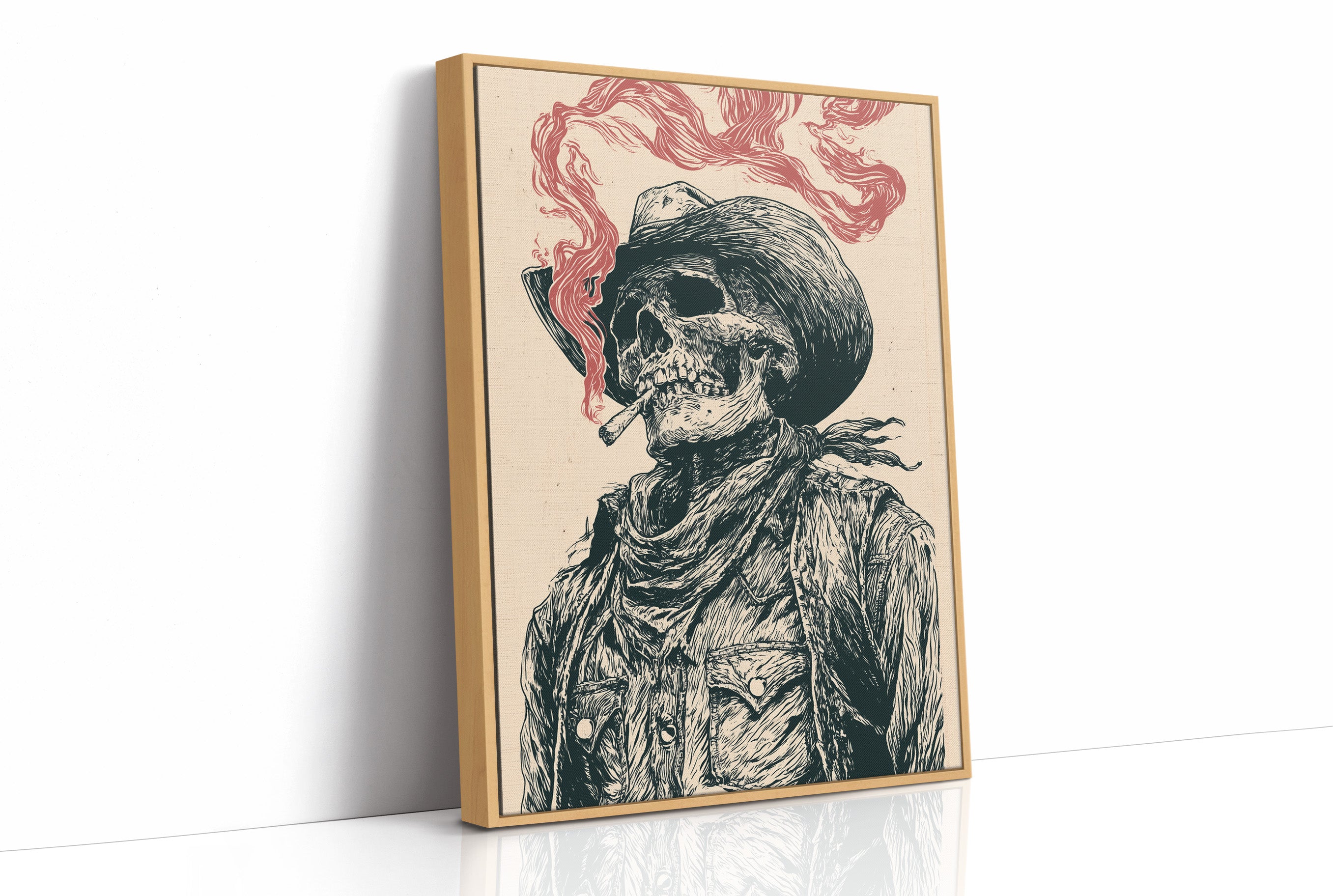 The Last Cowboy — Skeleton Portrait Engraving Print