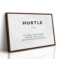 Hustle Definition Canvas Art | Bold Motivational Typography Print for Home Office, Gym or Entrepreneur Décor