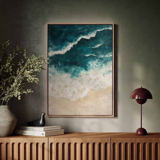 Textured Shoreline in Teal and Sand