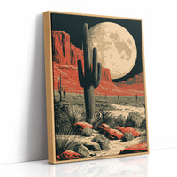 Desert Moon — Red Rock Saguaro Screenprint