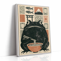 Ramen Toad: A Woodblock Frog's Feast