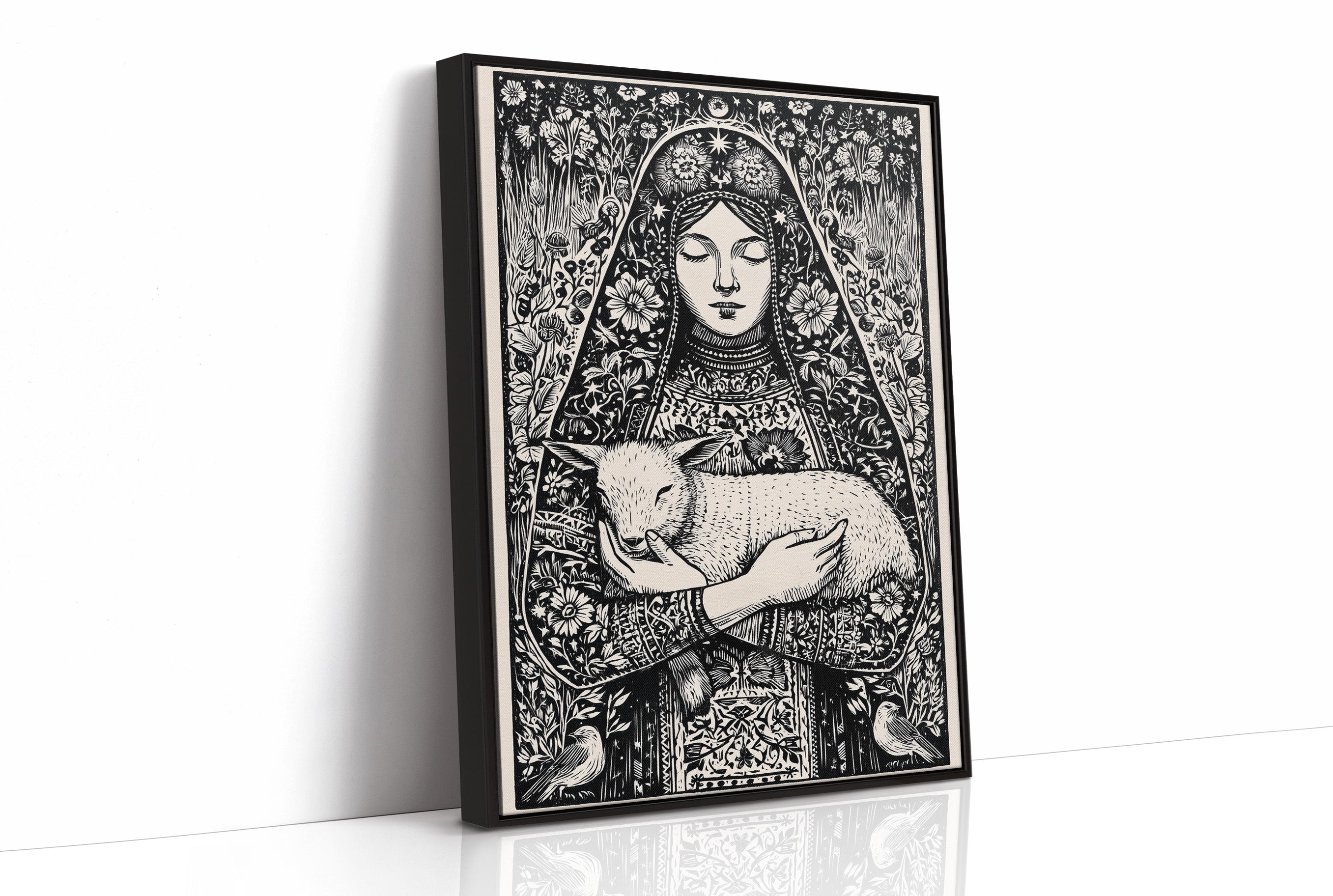 Madonna and Lamb: A Woodcut Devotion