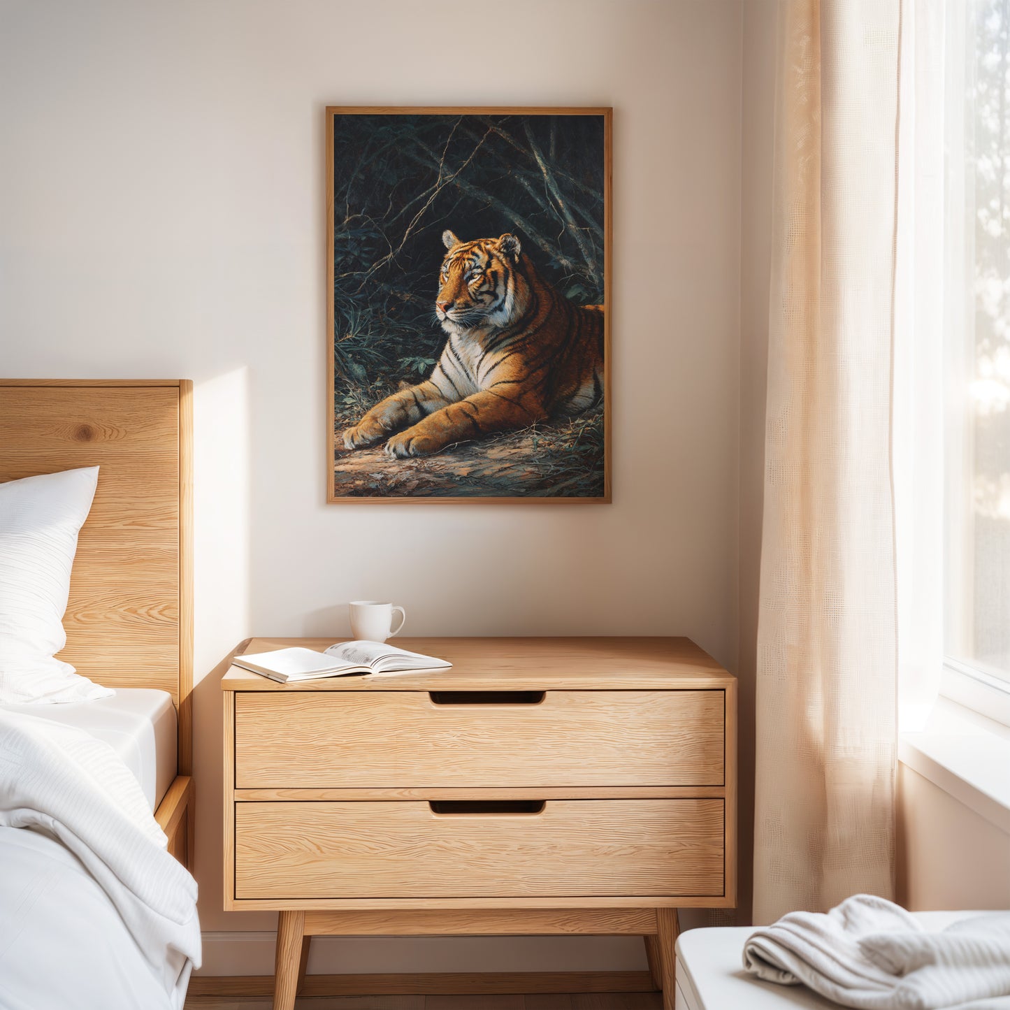 Regal Tiger Against Midnight Marble