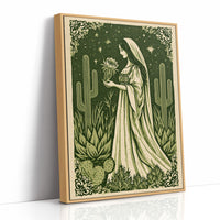 Desert Madonna Cradles a Night-Blooming Cactus