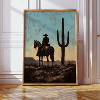 Rider and Saguaro at Dusk