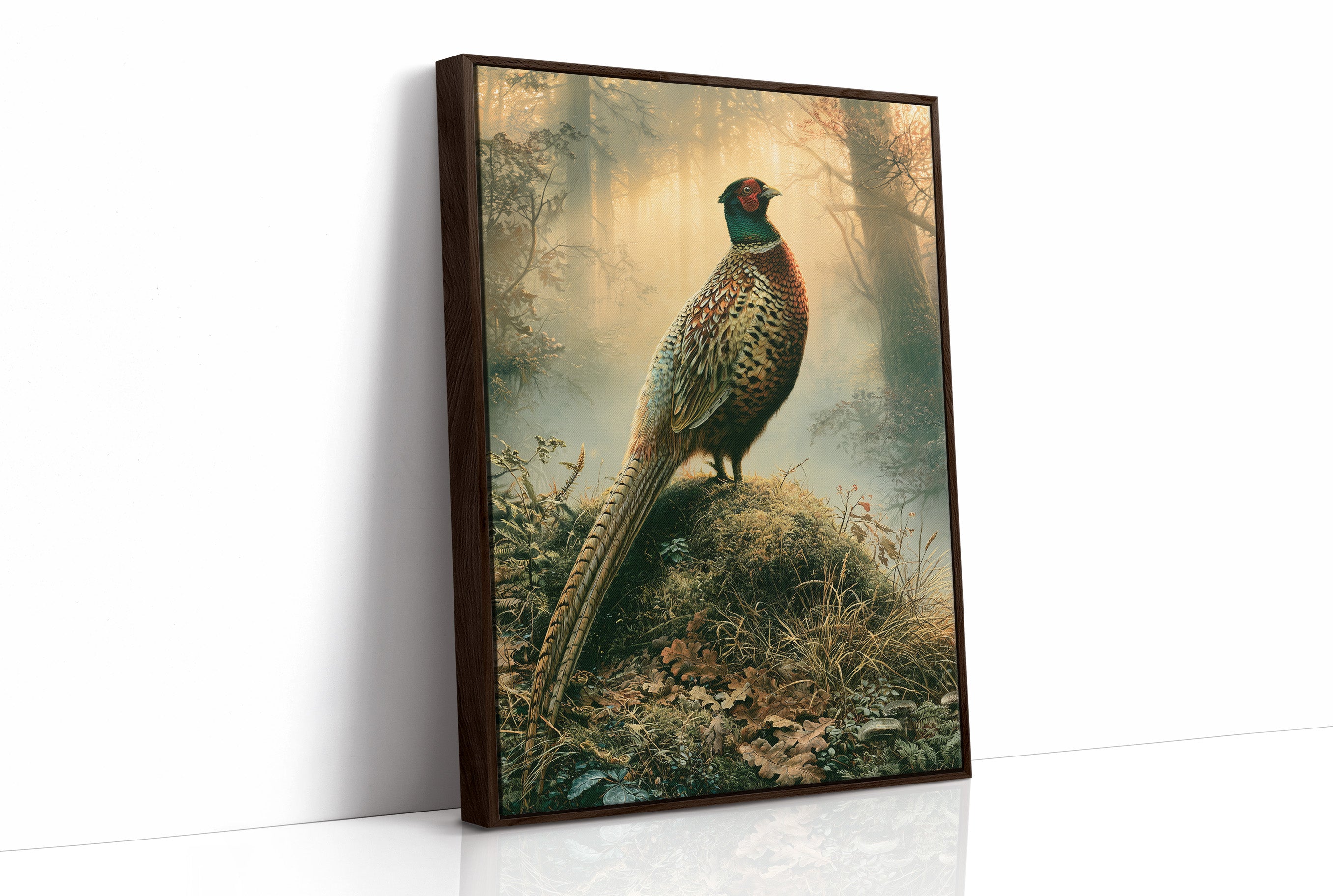 Pheasant at Dawn — Golden Mist Autumn Painting