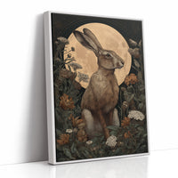 Moonlit Hare Among Wildflowers