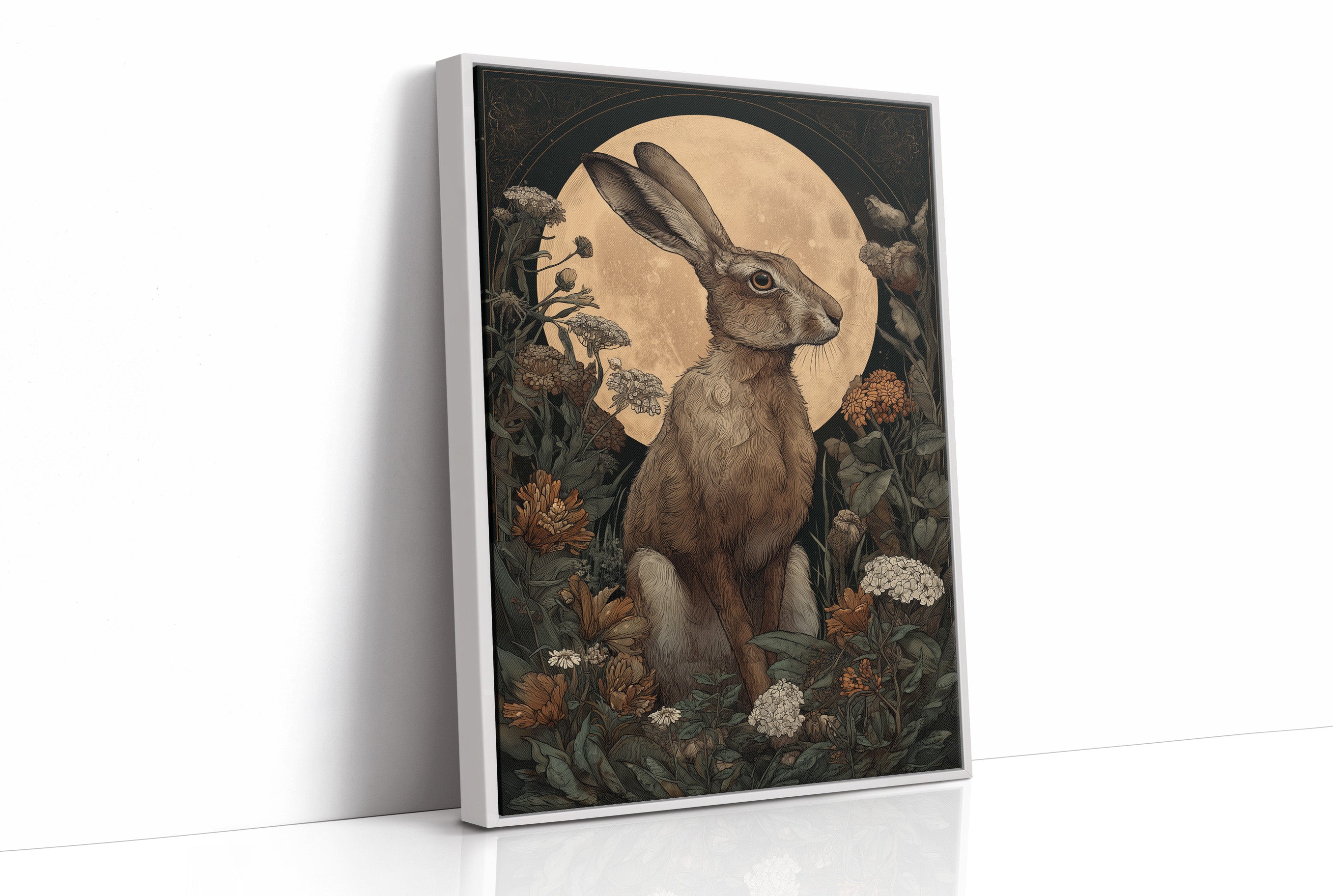 Moonlit Hare Among Wildflowers