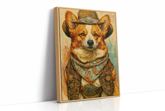 Cowboy Corgi — Impasto Western Dog Portrait