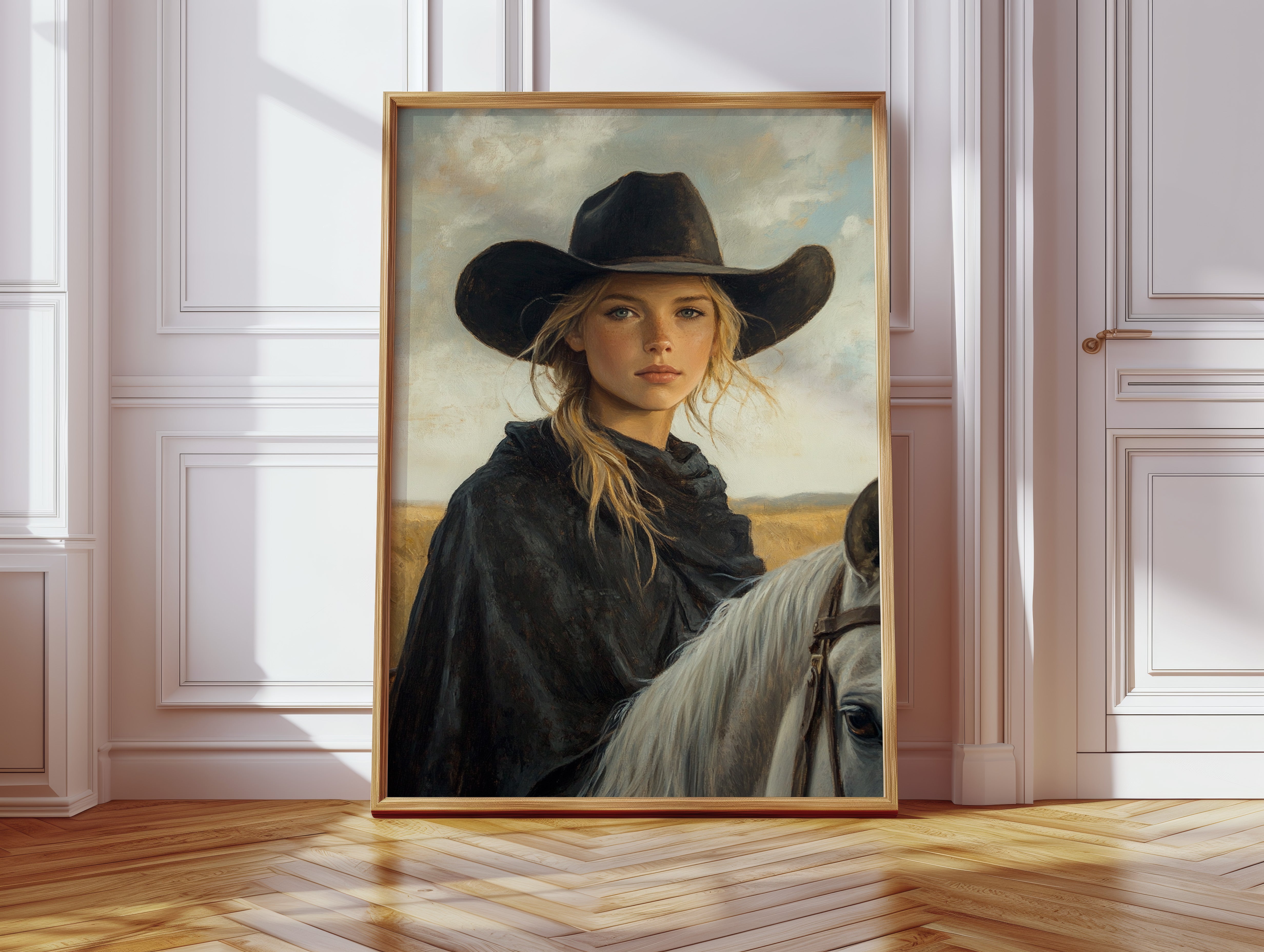 Cowgirl and Her White Horse