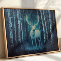 Moonlit Stag Among Birch Trees