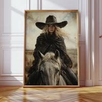 Rider in Black on White Horse