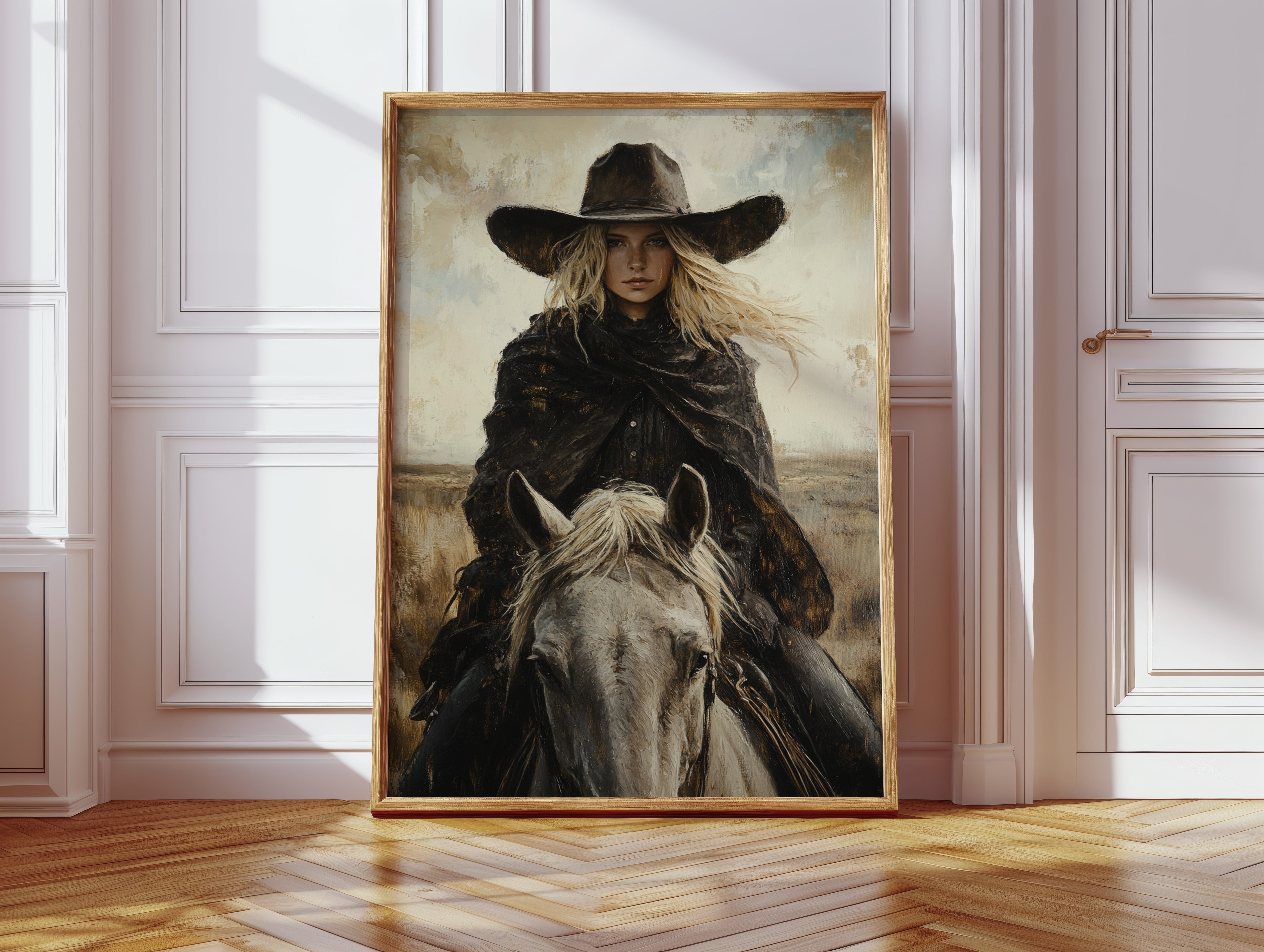 Rider in Black on White Horse