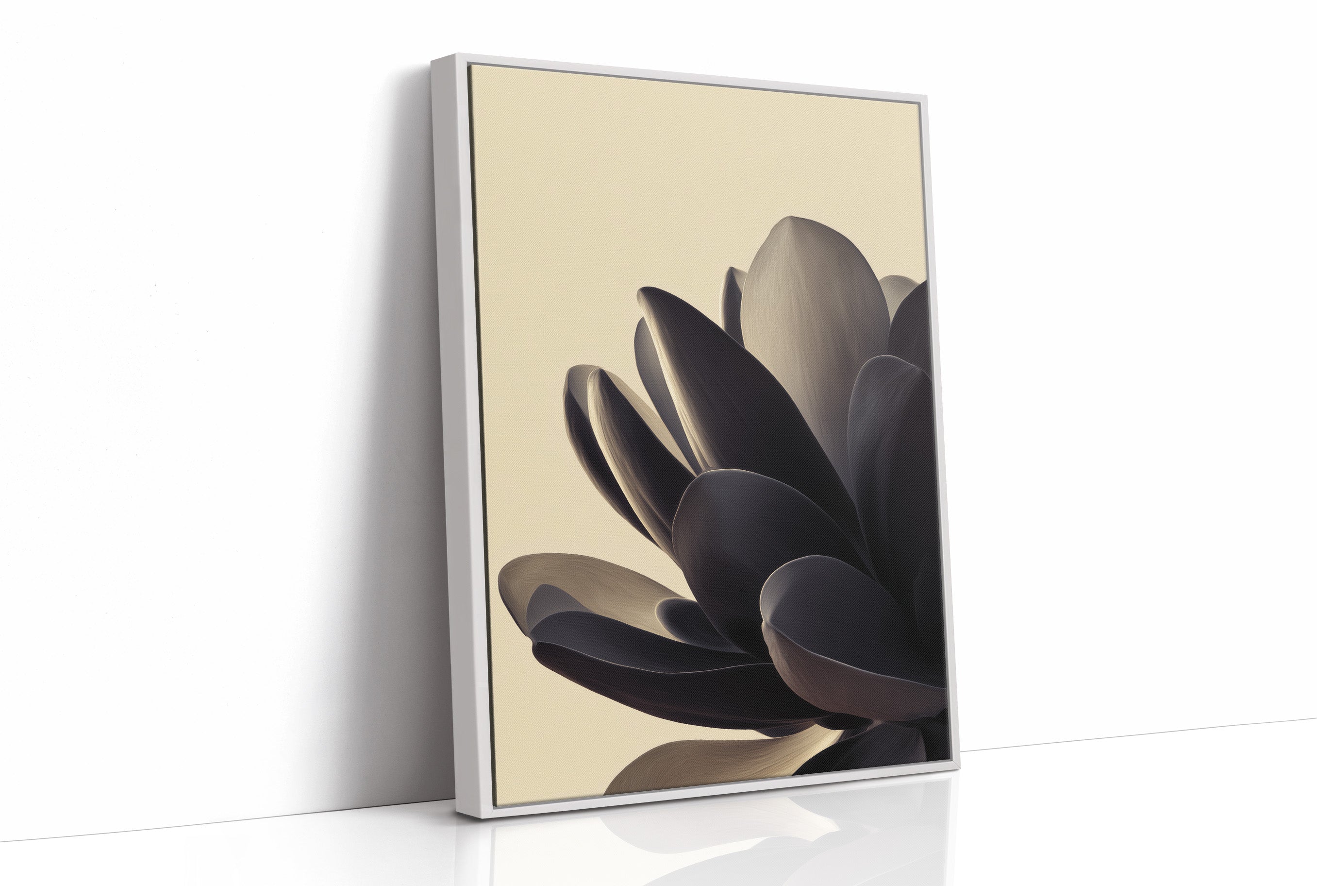 Midnight Petals in Cream Silence