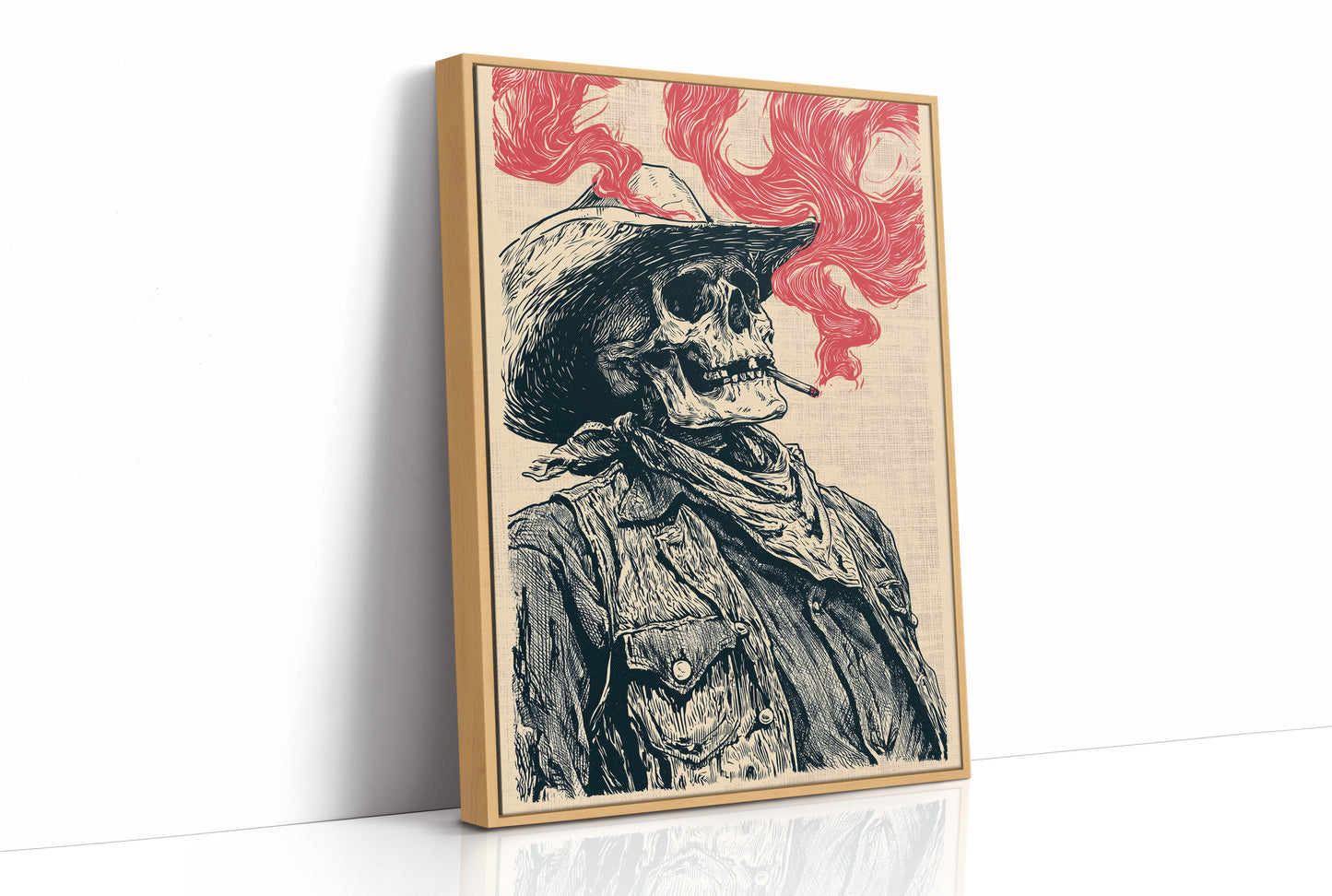 The Last Cowboy — Profile Skeleton Engraving Print