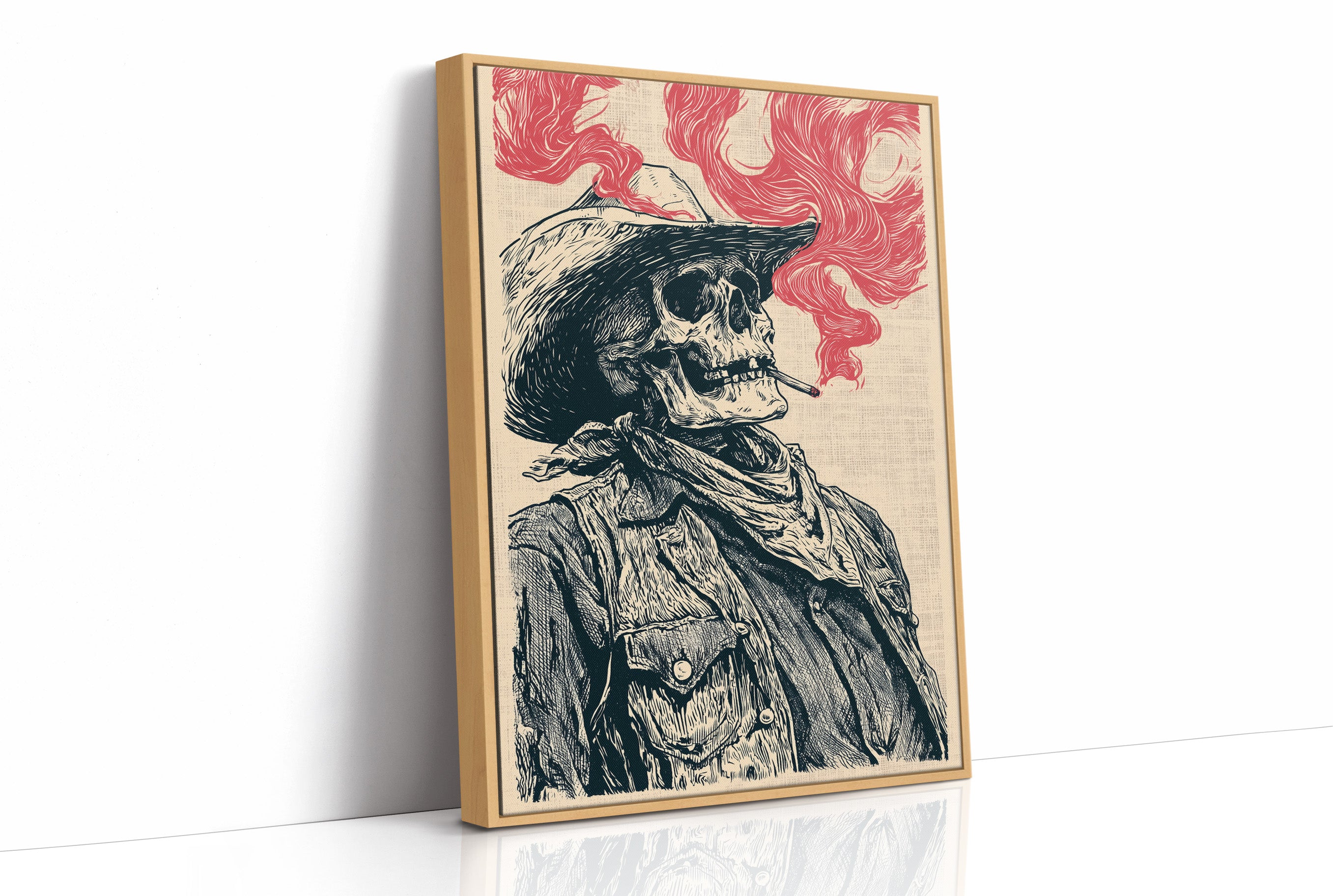 The Last Cowboy — Profile Skeleton Engraving Print