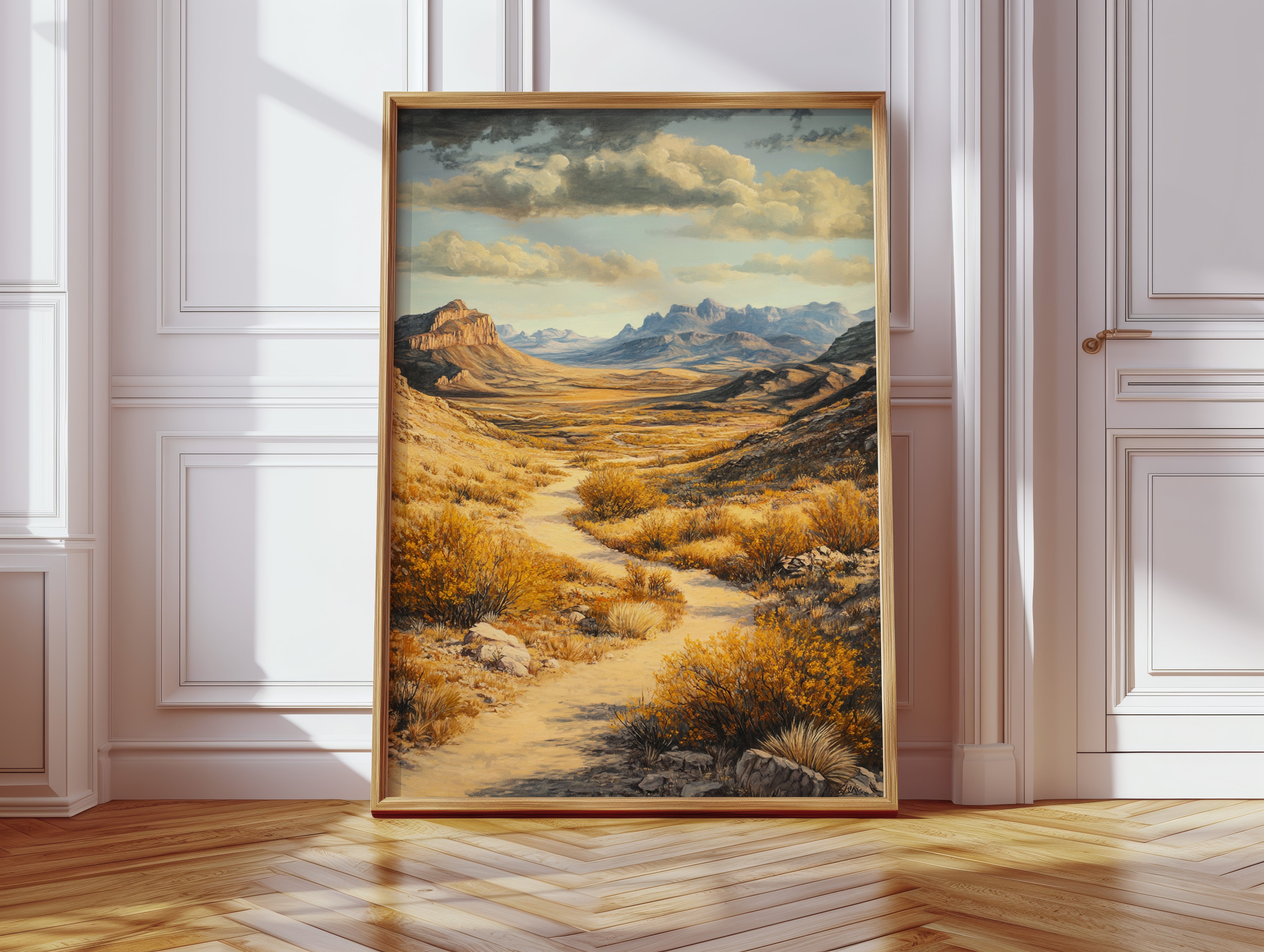 Winding Trail Through Golden Desert