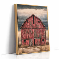 The Red Barn — Stormy Prairie Oil Painting