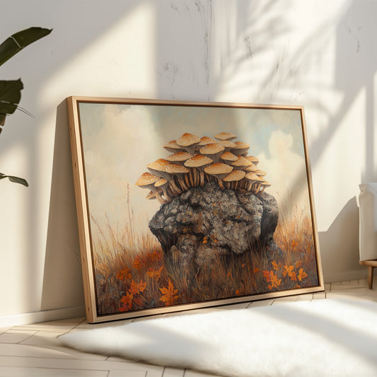 Autumn Mushrooms Crown Ancient Stone