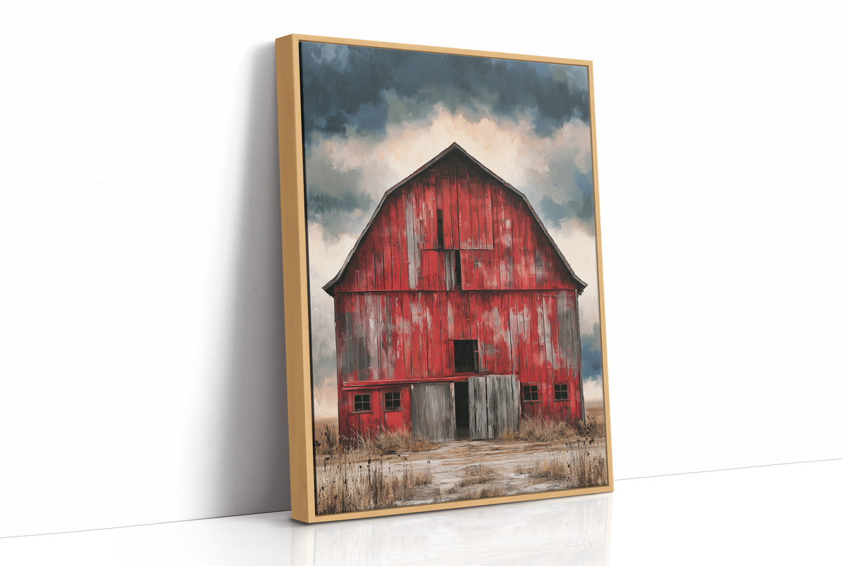The Red Barn — Bold Decay Prairie Oil Painting