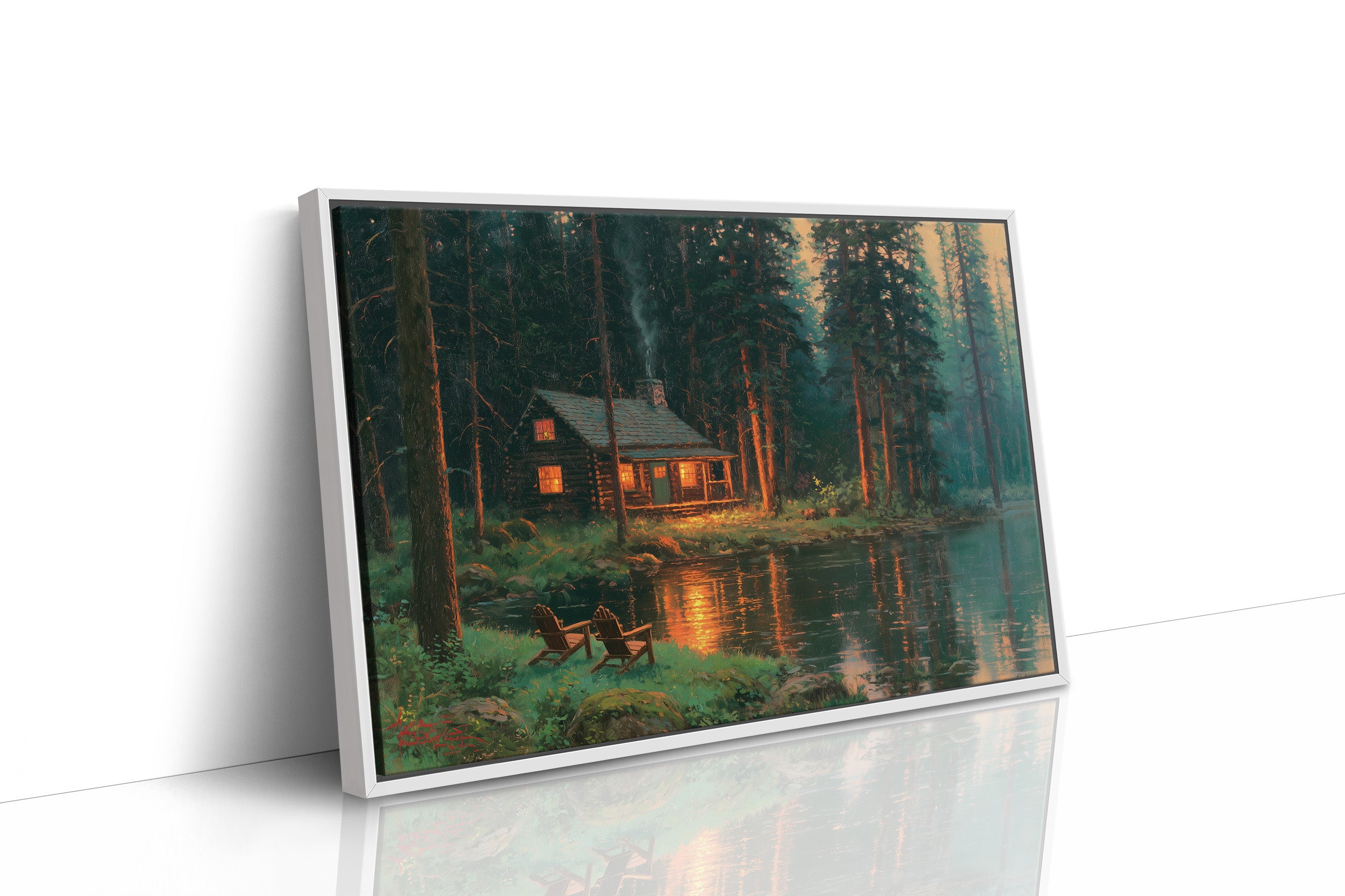 Cabin Glow, Two Empty Chairs