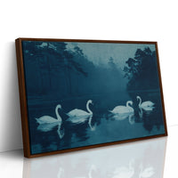 Swans Beneath the Midnight Mist