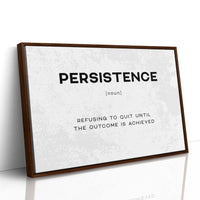 Persistence Definition Canvas Art | Bold Motivational Typography Print for Home Office, Gym or Entrepreneur Décor