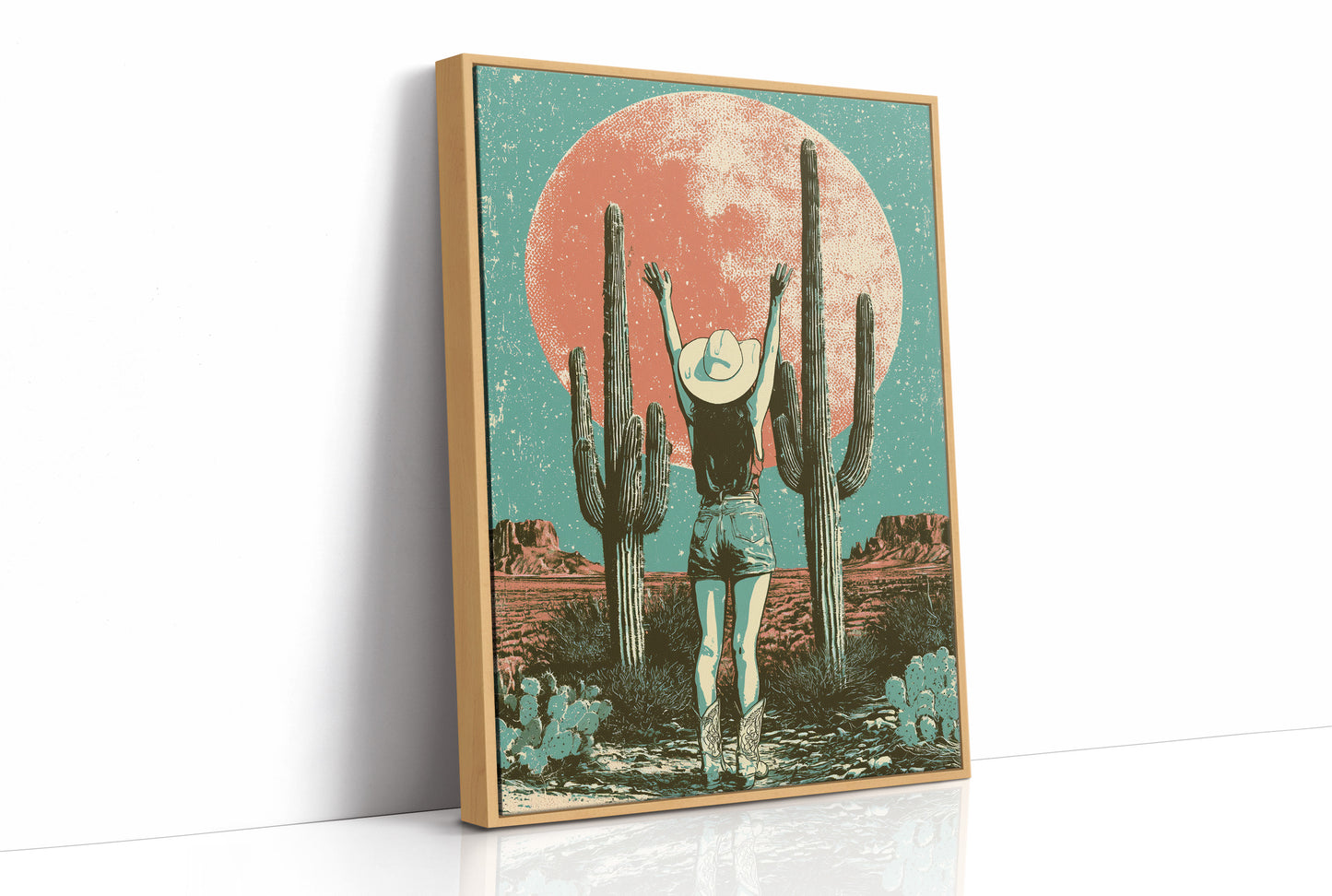 Blood Moon Cowgirl — Retro Desert Screenprint