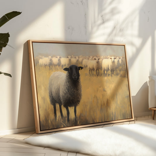 Black Sheep Leads Golden Meadow
