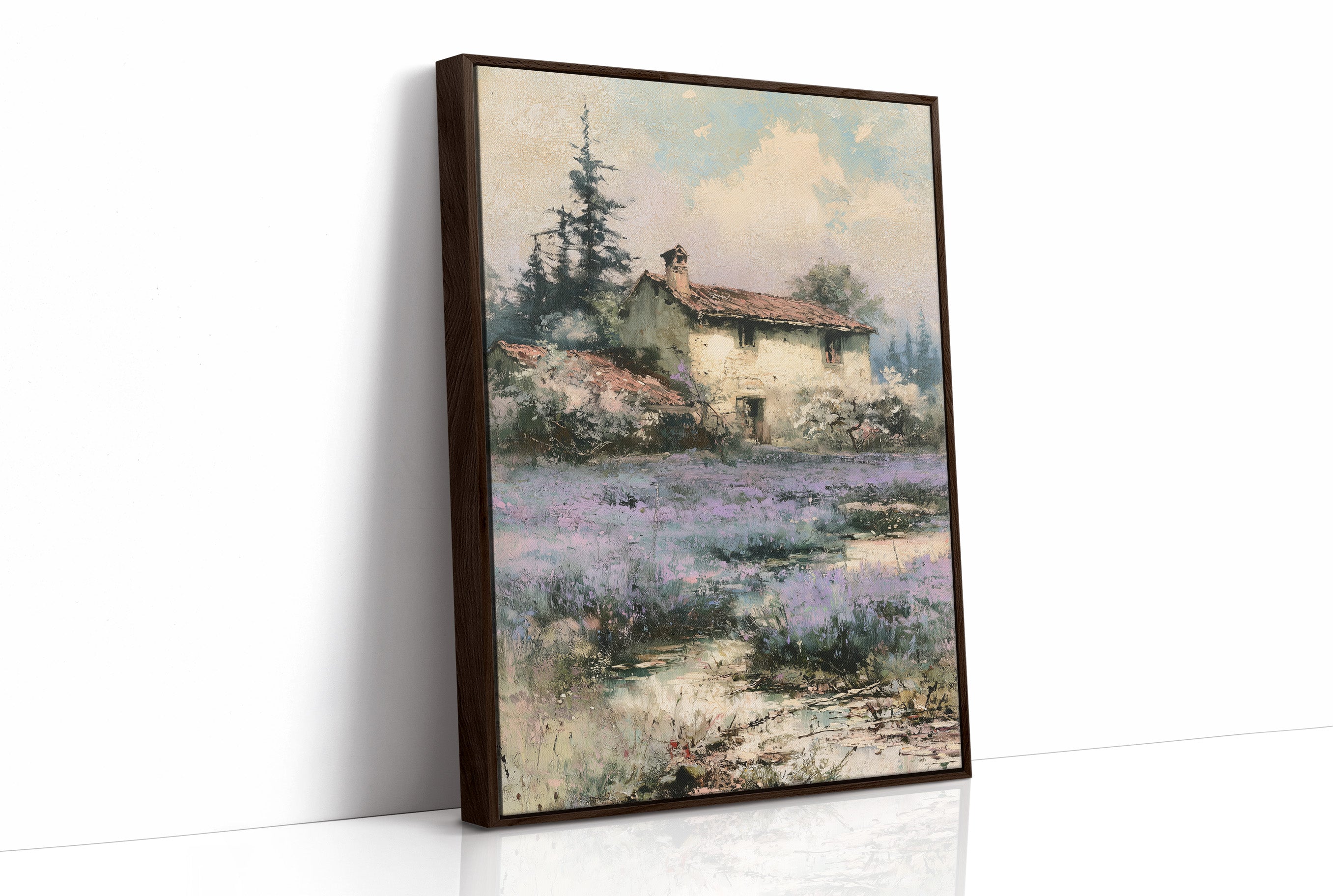 Lavender Fields and the Farmhouse Beyond