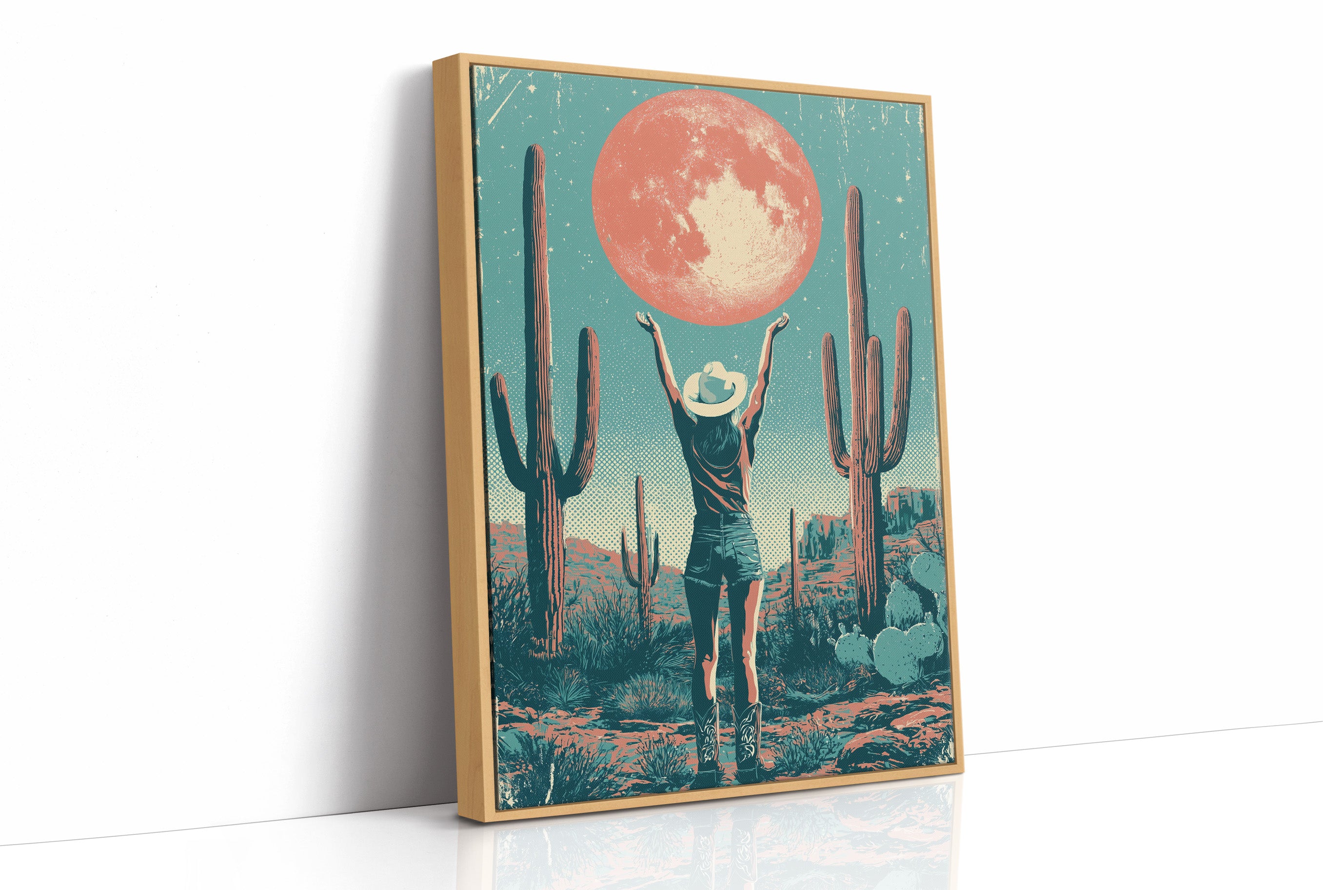 Blood Moon Cowgirl — Halftone Desert Screenprint