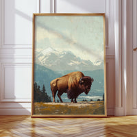 Bison Beneath the Mountain Sky