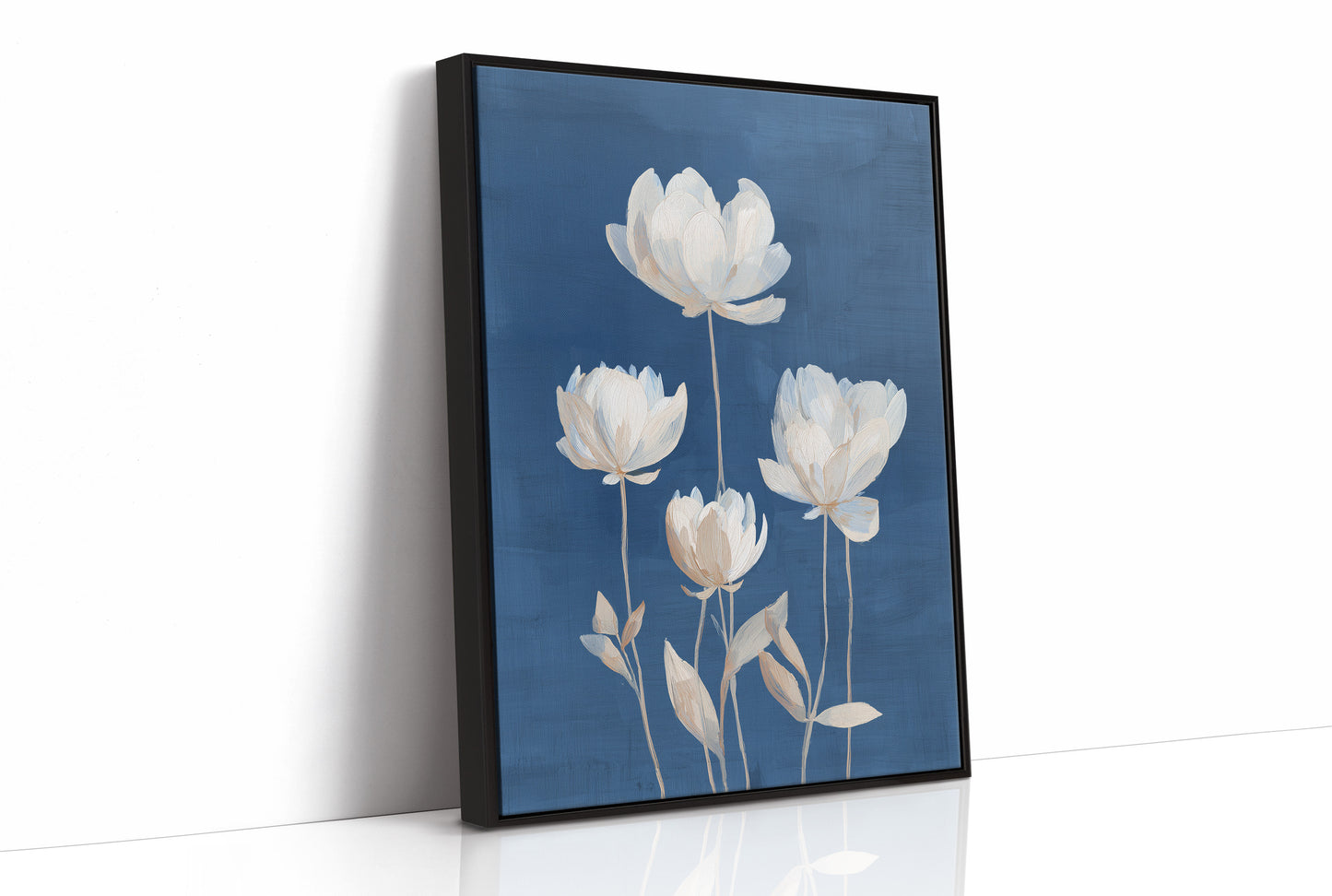 Ivory Blooms Against Blue