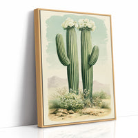 Twin Saguaros in Bloom