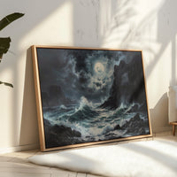 Moonlit Waves Break Against Cliffs