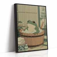Frog's Peaceful Soak In Bamboo Bath