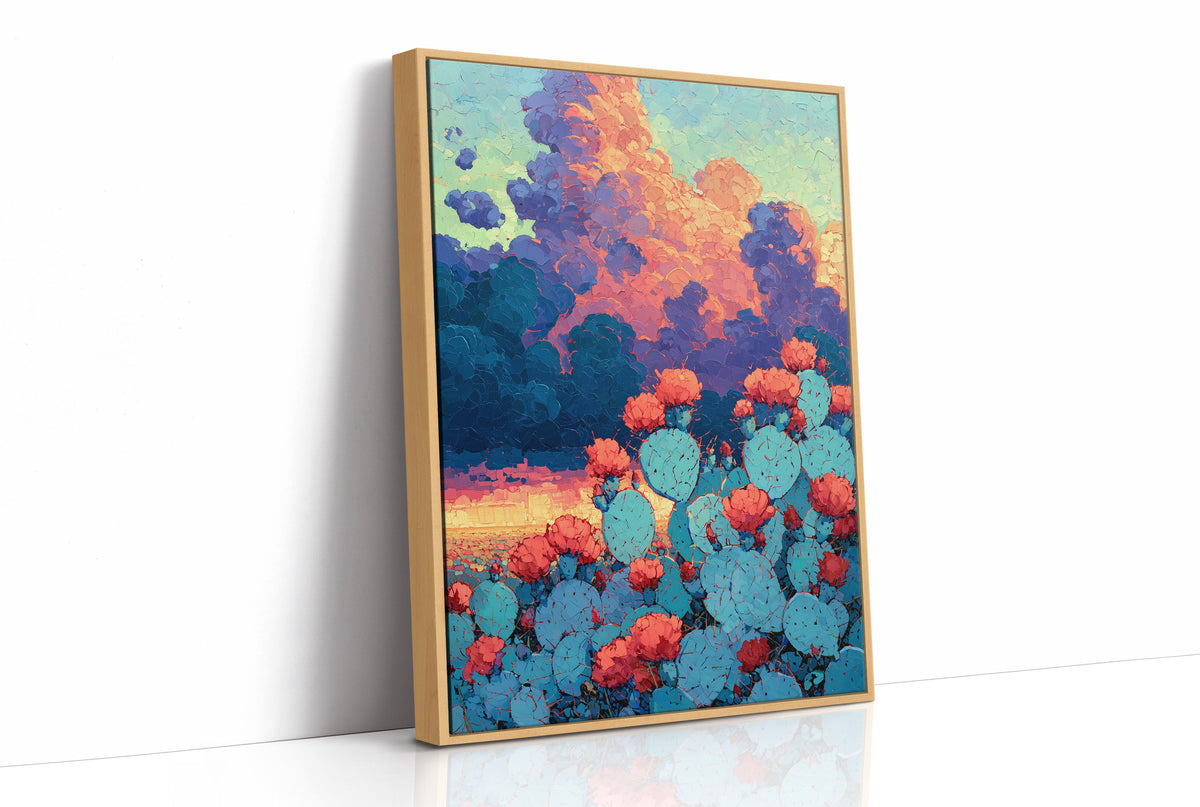 Prickly Pear Sunset in Turquoise and Coral