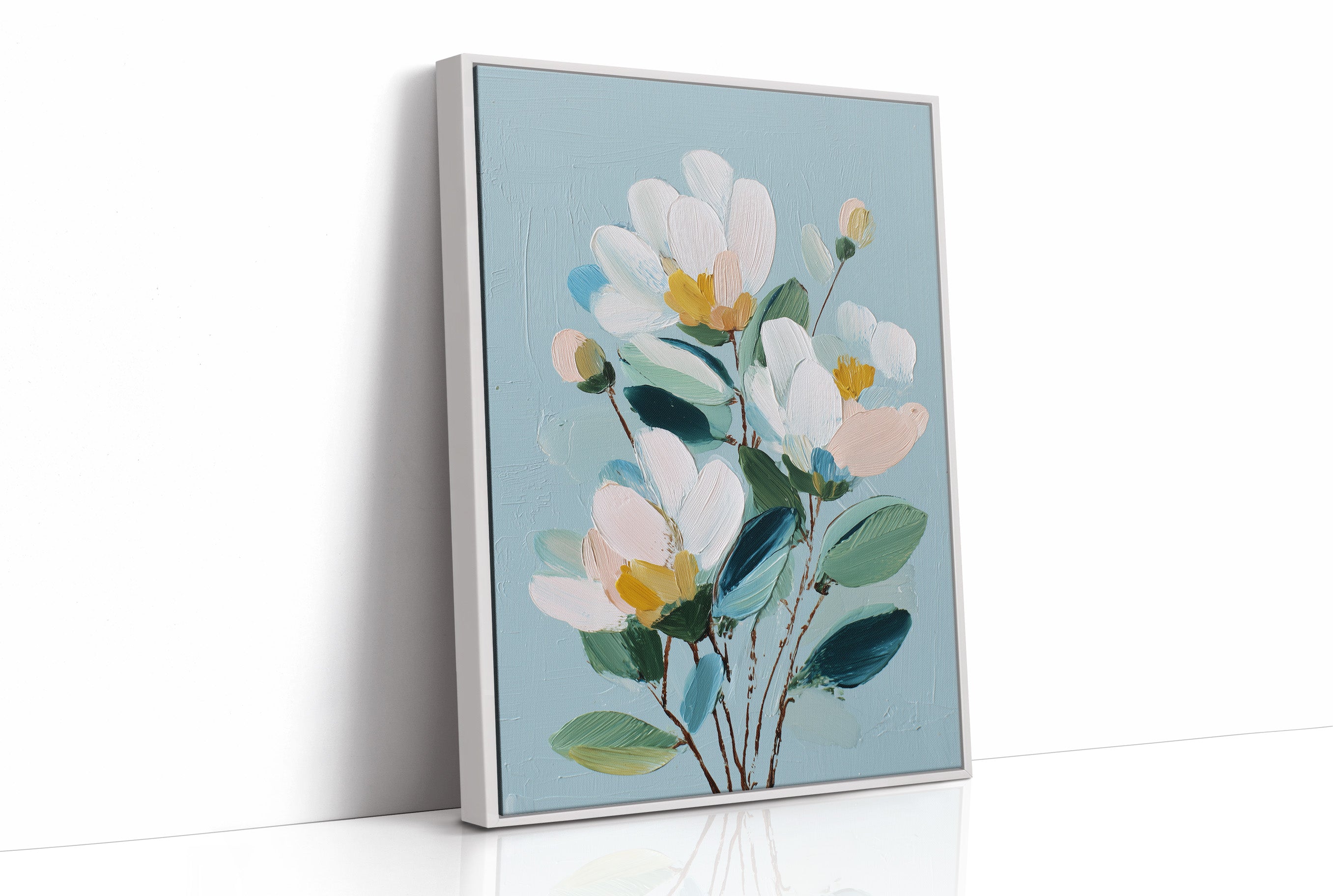 Textured Blossoms Against Azure Calm