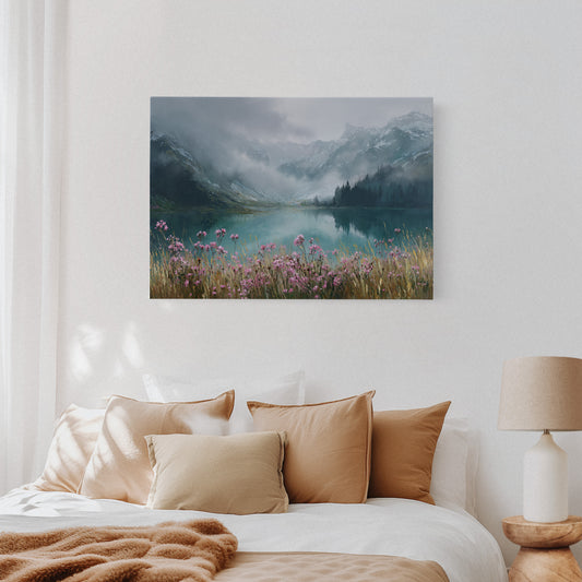 Alpine Wildflowers Meet Misty Waters