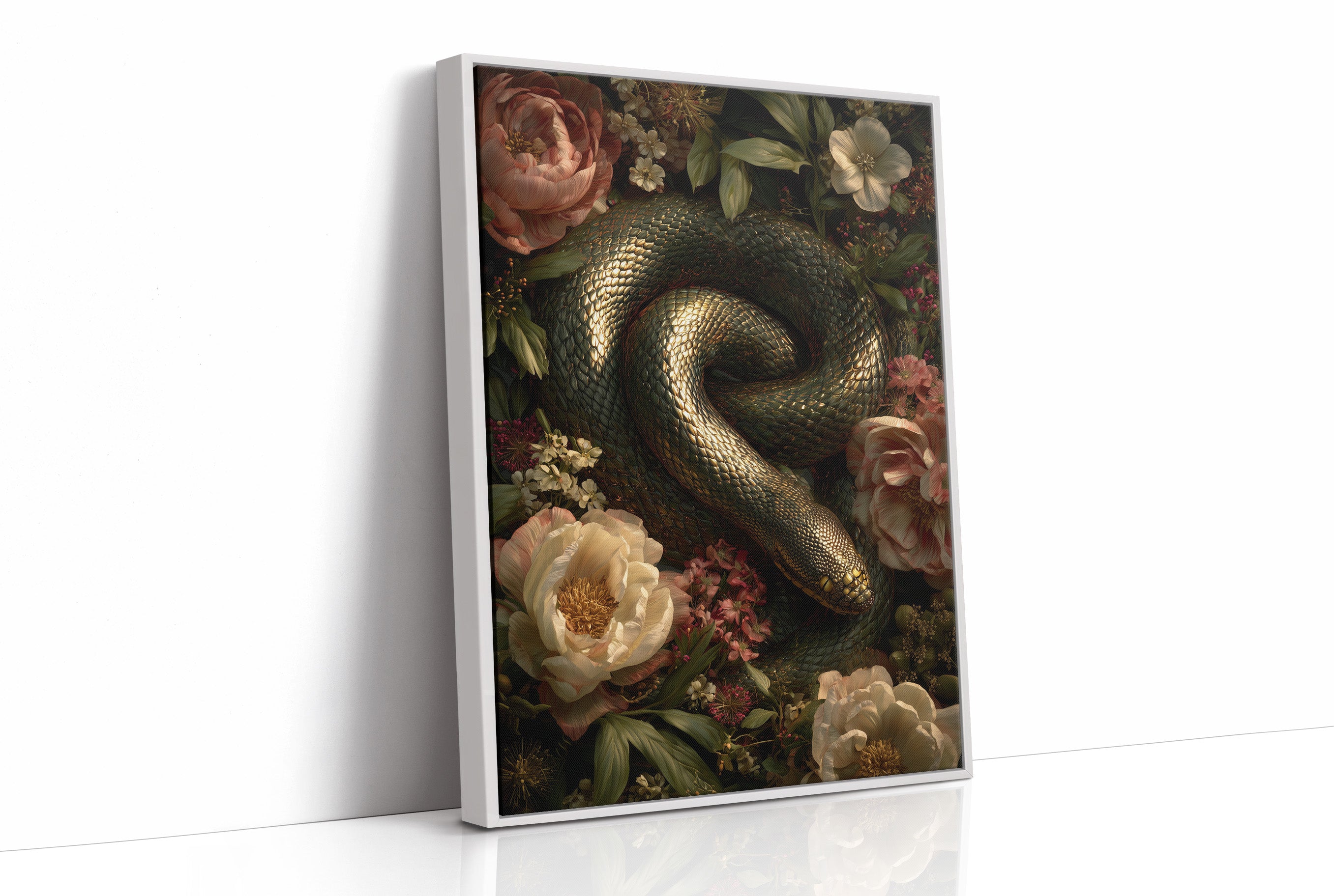 Serpent Among Blooming Peonies