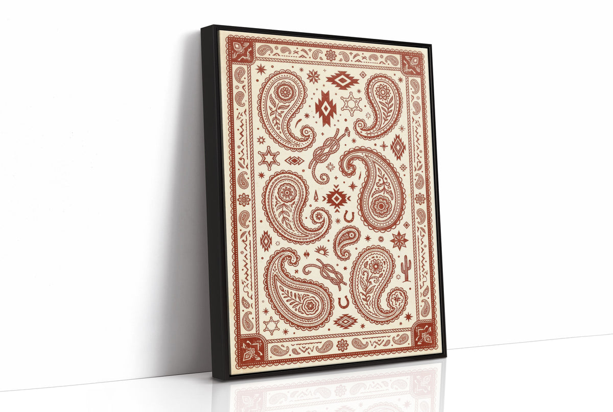 Rust Paisley Western Bandana Print