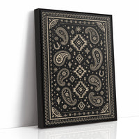 Black and Cream Western Paisley Bandana