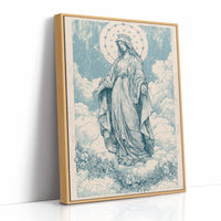 Our Lady of the Clouds — Vintage Blue Engraving Print