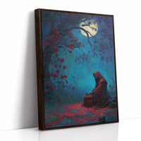 Midnight Prayer Under Crimson Blossoms