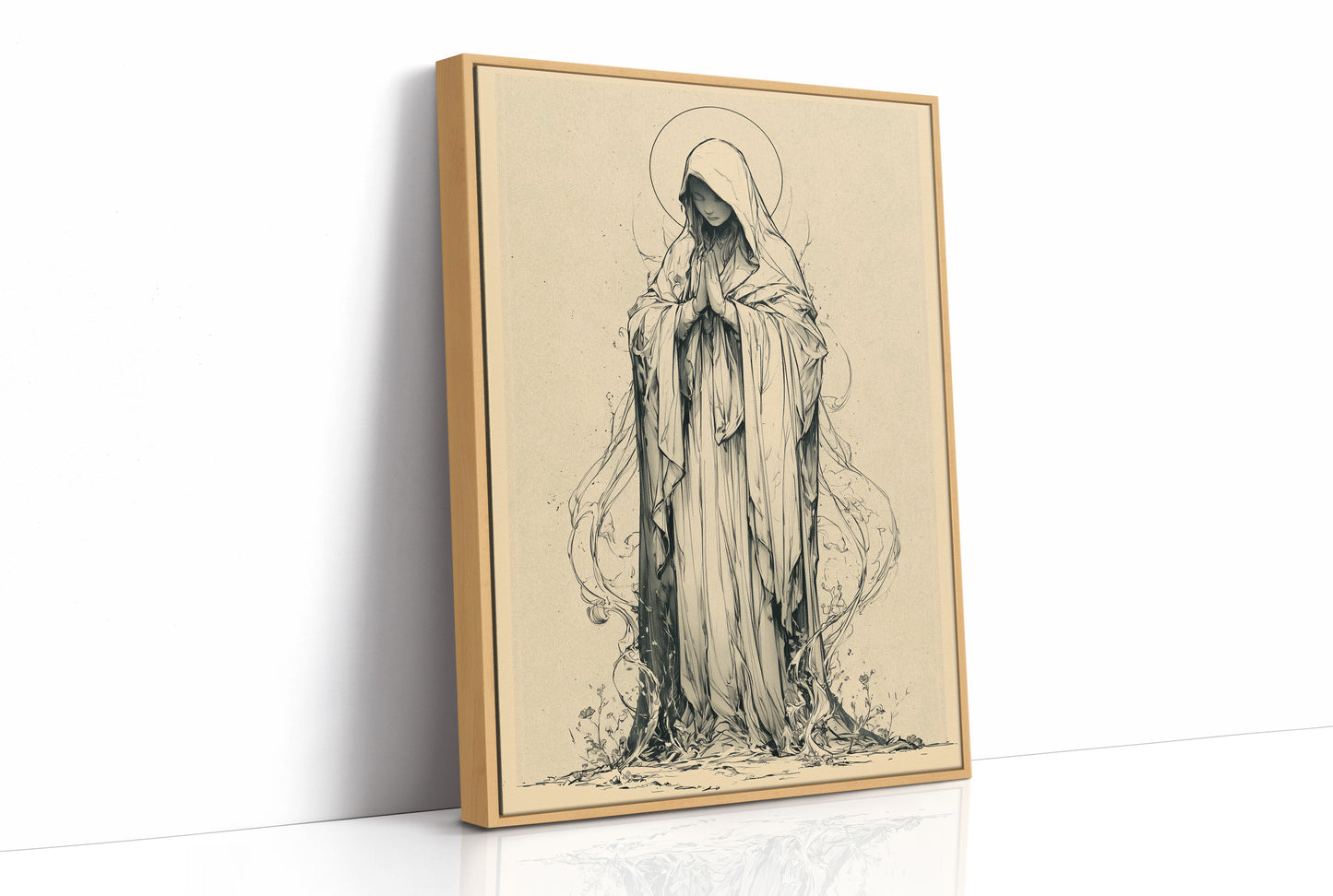 Madonna in Vines — Fluid Ink Devotional Drawing