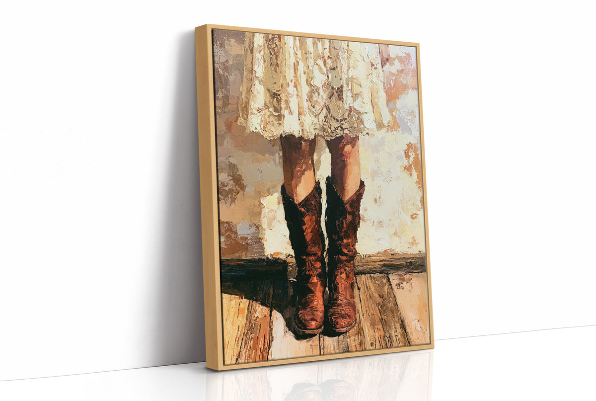 Sundress & Steel: Cowboy Boots Oil Painting
