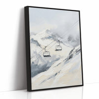 Two Chairlifts Over Snowy Peaks