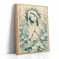 Madonna in Roses — Blue Wash Devotional Engraving