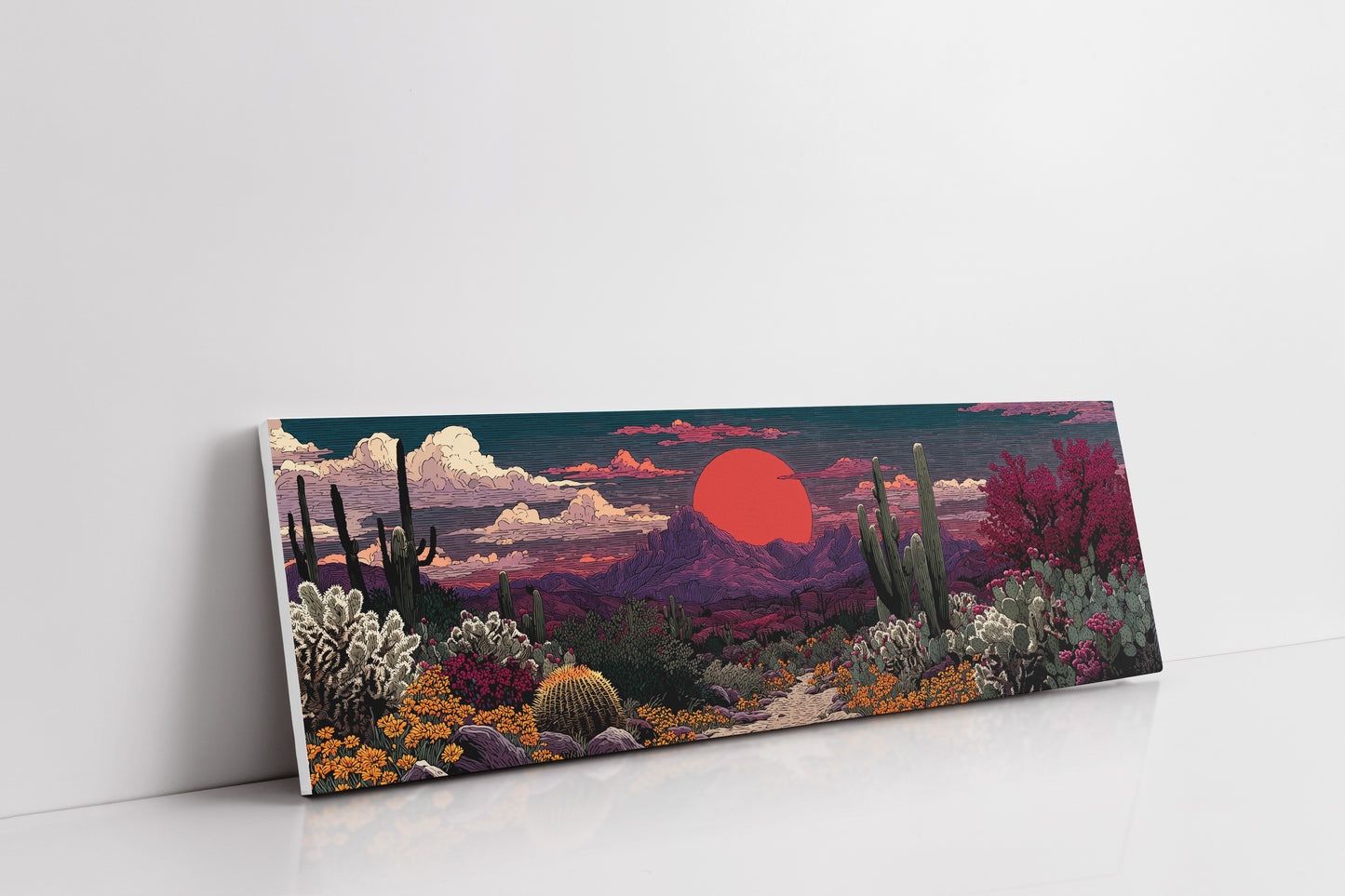 Desert Path Beneath the Crimson Sun