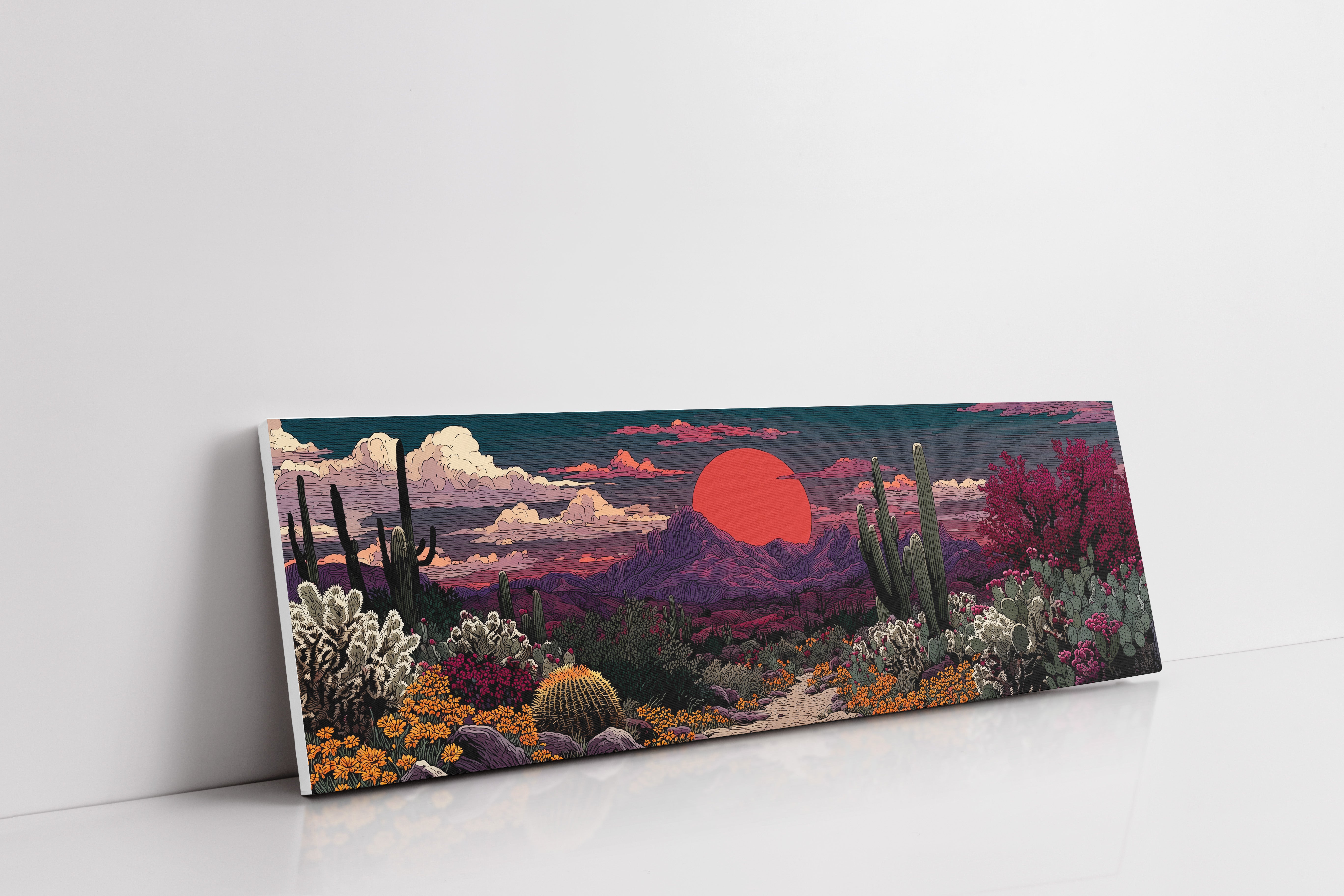 Desert Path Beneath the Crimson Sun